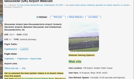 Gloucestershire Airport Webcam is now listed on the Airport Webcams site.
