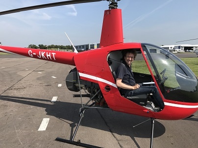 Another helicopter pilot successfully completes his first solo flight at Gloucestershire Airport
