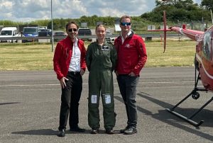 Holly Griffiths (RN) drops in with the Eurocopter 135 to see her old friends G-JKAT